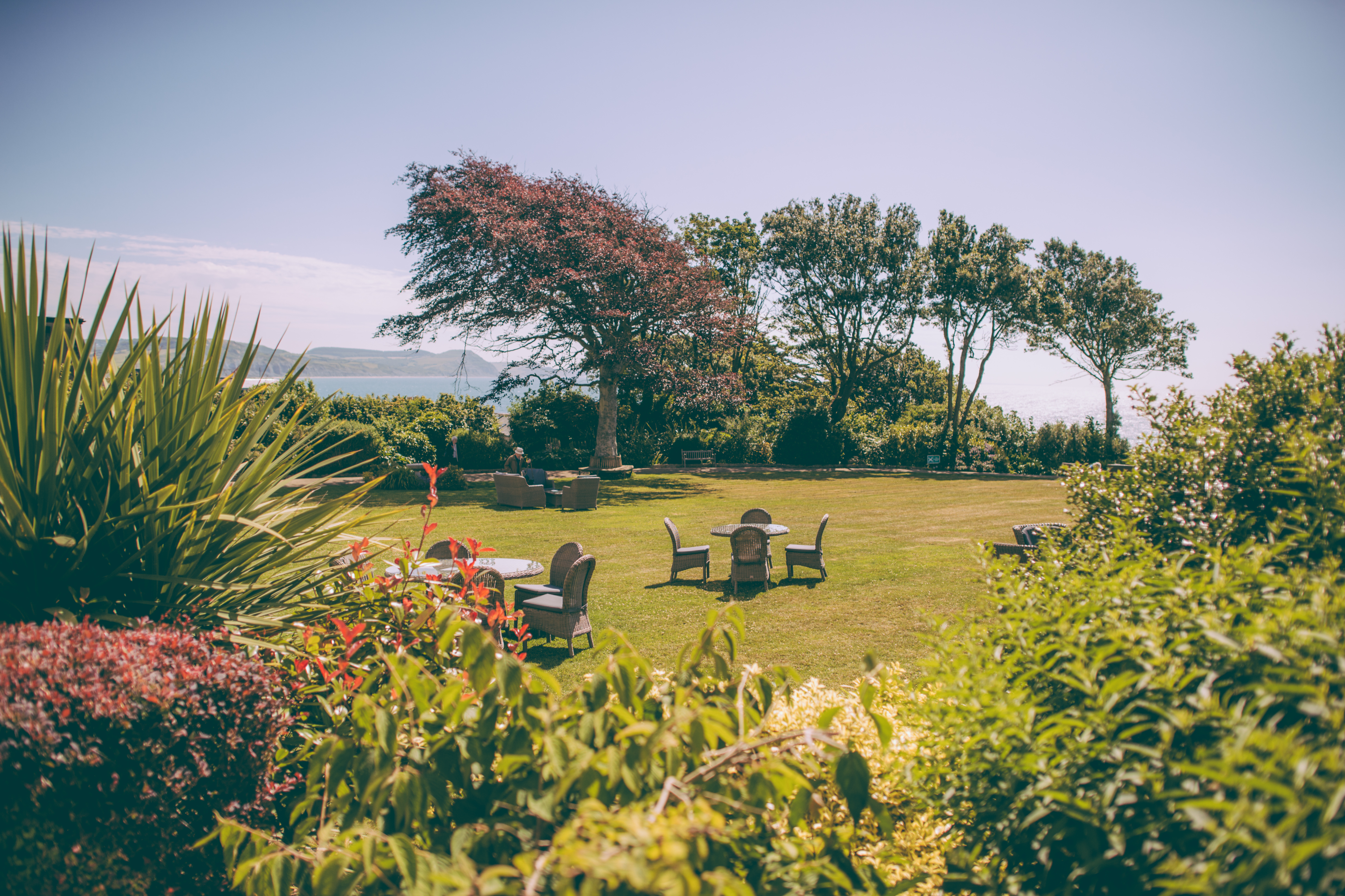 Alexandra Hotel garden facing east across lawn