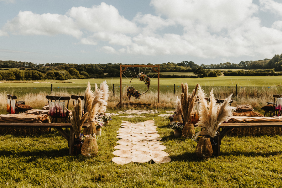 Brenscombe outdoor centre wedding aisle