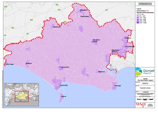 Figure 1 - Population Density and Key Settlements in Dorset